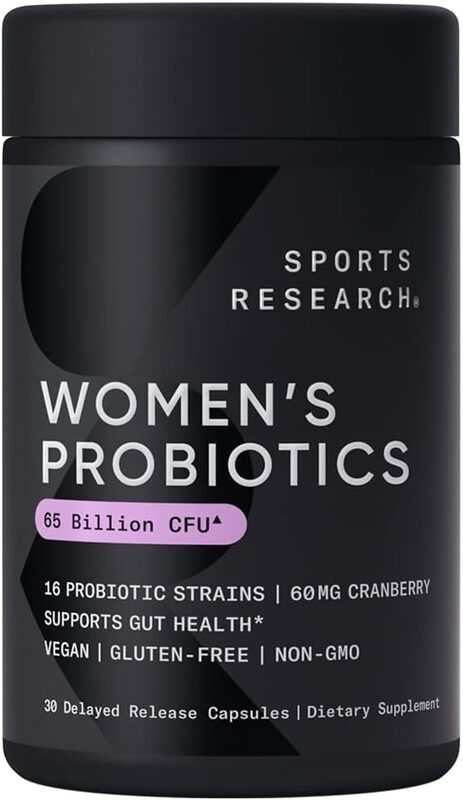 Sports Research Women's Probiotics Cranberry + Prebiotics Supplement, 30 Capsules